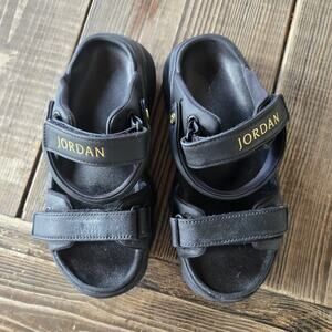 Jordan Deja Sandals Womens 9 Black Metallic Gold Comfort Sport Slides Y2K Shoes